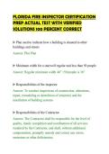 FLORIDA FIRE INSPECTOR CERTIFICATION&NewLine;PREP ACTUAL TEST WITH VERIFIED&NewLine;SOLUTIONS 100 PERCENT CORRECT&NewLine;