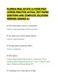FLORIDA REAL ESTATE 45 HOUR POST&NewLine;LICENSE PRACTICE ACTUAL TEST PAPER&NewLine;QUESTIONS AND COMPLETE SOLUTIONS&NewLine;VERIFIED GRADED A&plus;