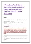 Colorado Demolition Contractor &NewLine;Examination Questions And Correct &NewLine;Answers &lpar;Verified Answers&rpar; Plus &NewLine;Rationales 2026 Q&A &vert; Instant &NewLine;Download Pdf