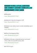 BORDER PATROL ACTUAL QUESTIONS&NewLine;AND CORRECT ANSWERS COMPLETE LAW&NewLine;ENFORCEMENT STUDY GUIDE&NewLine;