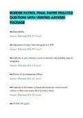 BORDER PATROL FINAL PAPER PRACTICE&NewLine;QUESTIONS WITH VERIFIED ANSWERS&NewLine;PACKAGE