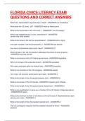 FLORIDA CIVICS LITERACY EXAM  EXAM QUESTIONS AND CORRECT ANSWERS