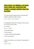 GPSTC EXAM 1 GA CRIMINAL LAW EXAM&NewLine;STUDY GUIDE FULL QUESTIONS AND&NewLine;CORRECT ANSWERS VERIFIED PRACTICE&NewLine;SOLUTION&NewLine;
