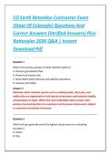 CO Earth Retention Contractor Exam &NewLine;&lpar;State Of Colorado&rpar; Questions And &NewLine;Correct Answers &lpar;Verified Answers&rpar; Plus &NewLine;Rationales 2026 Q&A &vert; Instant &NewLine;Download Pdf