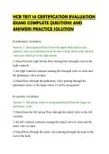 HCB TEST 10 CERTIFICATION EVALUATION&NewLine;EXAMS COMPLETE QUESTIONS AND&NewLine;ANSWERS PRACTICE SOLUTION