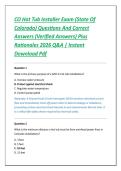 CO Hot Tub Installer Exam &lpar;State Of &NewLine;Colorado&rpar; Questions And Correct &NewLine;Answers &lpar;Verified Answers&rpar; Plus &NewLine;Rationales 2026 Q&A &vert; Instant &NewLine;Download Pdf 
