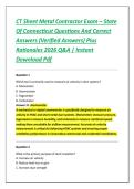 CT Sheet Metal Contractor Exam &ndash; State &NewLine;Of Connecticut Questions And Correct &NewLine;Answers &lpar;Verified Answers&rpar; Plus &NewLine;Rationales 2026 Q&A &vert; Instant &NewLine;Download Pdf 