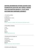 CERTIFIED INFORMATION SYSTEMS AUDITOR &lpar;CISA&rpar; &NewLine;EXAMINATION QUESTIONS AND CORRECT ANSWER &NewLine;WITH EXPLANATION&vert;GRADED A&plus; STUDY GUIDE