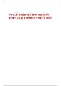NSG 124 Pharmacology Final Exam Study Guide and Review Notes 2026
