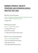 BUSINESS STRATEGY GROWTH&NewLine;STRATEGIES AND EXPANSION MODELS&NewLine;PRACTICE TEST 2026&NewLine;