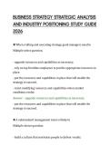 BUSINESS STRATEGY STRATEGIC ANALYSIS&NewLine;AND INDUSTRY POSITIONING STUDY GUIDE&NewLine;2026