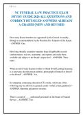 NC FUNERAL LAW PRACTICE EXAM&NewLine;&sol;STUDY GUIDE 2026 ALL QUESTIONS AND&NewLine;CORRECT DETAILED ANSWERS ALREADY&NewLine;A GRADED &vert;NEW AND REVISED&NewLine;