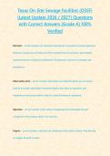 Texas On-Site Sewage Facilities &lpar;OSSF&rpar; &lpar;Latest Update 2026 &sol; 2027&rpar; Questions with Correct Answers &lbrace;Grade A&rcub; 100&percnt; Verified&NewLine;&NewLine;