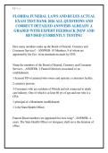 FLORIDA FUNERAL LAWS AND RULES ACTUAL&NewLine;EXAM TEST BANK 2026 ALL QUESTIONS AND&NewLine;CORRECT DETAILED ANSWERS ALREADY A&NewLine;GRADED WITH EXPERT FEEDBACK &vert;NEW AND&NewLine;REVISED &vert;CURRENTLY TESTING
