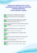 AMBULANCE DRIVER ACTUAL TEST&NewLine;QUESTIONS WITH COMPLETE SOLUTION&NewLine;VERIFIED RESOURCE&NewLine;&lpar;Latest 2026&sol;2027 Update&rpar;