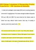 HESI Dosage Calculations & Pharmacology Practice Exam Review &ndash; 190&plus; Questions & Rationales&period;pdf&NewLine;&NewLine;