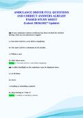 AMBULANCE DRIVER FULL QUESTIONS&NewLine;AND CORRECT ANSWERS ALREADY&NewLine;PASSED STUDY SHEET&NewLine;&lpar;Latest 2026&sol;2027 Update&rpar;