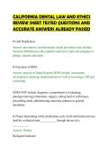 CALIFORNIA DENTAL LAW AND ETHICS&NewLine;REVIEW SHEET TESTED QUESTIONS AND&NewLine;ACCURATE ANSWERS ALREADY PASSED