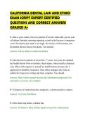 CALIFORNIA DENTAL LAW AND ETHICS&NewLine;EXAM SCRIPT EXPERT CERTIFIED&NewLine;QUESTIONS AND CORRECT ANSWERS&NewLine;GRADED A&plus;