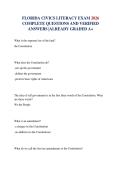 FLORIDA CIVICS LITERACY EXAM 2026 COMPLETE QUESTIONS AND VERIFIED ANSWERS &vert;ALREADY GRADED A&plus;