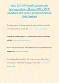 WGU C211 OA Global Economics for Managers &lpar;Latest Update 2026 &sol; 2027&rpar; Questions with Correct Answers &lbrace;Grade A&rcub; 100&percnt; Verified&NewLine;&NewLine;&NewLine;&NewLine;