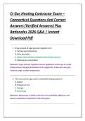 Ct Gas Heating Contractor Exam &ndash; &NewLine;Connecticut Questions And Correct &NewLine;Answers &lpar;Verified Answers&rpar; Plus &NewLine;Rationales 2026 Q&A &vert; Instant &NewLine;Download Pdf 