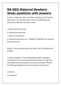 RN HESI Maternal Newborn Study questions with answers