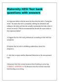 Maternity HESI Test bank questions with answers