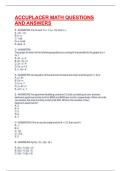 ACCUPLACER MATH QUESTIONS AND ANSWERS
