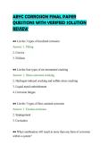 ABYC CORROSION FINAL PAPER &NewLine;QUESTIONS WITH VERIFIED SOLUTION &NewLine;REVIEW 