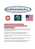 NASM NUTRITION CERTIFICATION UPDATED FINAL EXAM QUESTIONS AND ANSWERS SURE