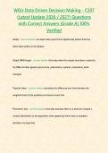 WGU C207 Data Driven Decision Making Quizzes &lpar;Latest Update 2026 &sol; 2027&rpar; Questions with Correct Answers &lbrace;Grade A&rcub; 100&percnt; Verified&NewLine;&NewLine; &NewLine;
