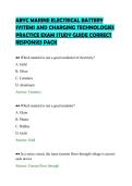 ABYC MARINE ELECTRICAL BATTERY &NewLine;SYSTEMS AND CHARGING TECHNOLOGIES &NewLine;PRACTICE EXAM STUDY GUIDE CORRECT &NewLine;RESPONSES PACK