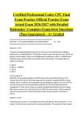 Certified Professional Coder CPC Final Exam Practice Official Practice Exam Actual Exam 2026&sol;2027 with Detailed Rationales &vert; Complete Exam-Style Questions &vert; Pass Guaranteed &ndash; A&plus; Graded&NewLine;&NewLine;