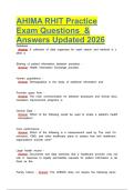 AHIMA RHIT Practice Exam Questions  & Answers Updated 2026
