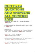RHIT Exam QUESTIONS AND ANSWERS ALL VERIFIED 2026&NewLine;
