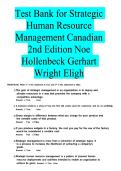 Test Bank&colon; Strategic Human Resource Management &lpar;Canadian 2nd Edition&rpar; &ndash; Noe&comma; Hollenbeck&comma; Gerhart&comma; Wright&comma; & Eligh &vert; Complete Practice Questions