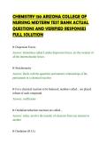CHEMISTRY 130 ARIZONA COLLEGE OF&NewLine;NURSING MIDTERM TEST BANK ACTUAL&NewLine;QUESTIONS AND VERIFIED RESPONSES&NewLine;FULL SOLUTION