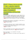 RHIT Practice exam 1 &lpar;All book ninth edition&rpar; Questions and Correct answers Updated 2026