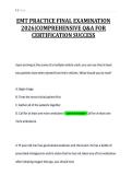 EMT PRACTICE FINAL EXAMINATION&NewLine;2026&vert;COMPREHENSIVE Q&A FOR&NewLine;CERTIFICATION SUCCESS