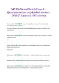 NR 326-Mental Health Exam 1 &vert; Questions and correct detailed Answers &vert; 2026&sol;27 Updates &vert; 100&percnt; correct