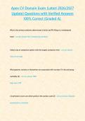 Apex CV Domain Exam &lpar;Latest 2026&sol;2027 Update&rpar; Questions with Verified Answers 100&percnt; Correct &lbrace;Graded A&rcub;&period;&NewLine;&NewLine;
