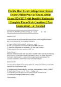 Florida Real Estate Salesperson License Exam Official Practice Exam Actual Exam 2026&sol;2027 with Detailed Rationales &vert; Complete Exam-Style Questions &vert; Pass Guaranteed &ndash; A&plus; Graded&NewLine;&NewLine;