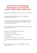 NR 326 Final Exam Mental Health &vert; Questions and correct well detailed Answers &vert; 2026&sol;27 Updates &vert; 100&percnt; correct