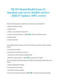 NR 326 Mental Health Exam &num;2 &vert; Questions and correct detailed Answers &vert; 2026&sol;27 Updates &vert; 100&percnt; correct