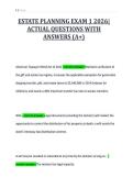ESTATE PLANNING EXAM 1 2026&vert;&NewLine;ACTUAL QUESTIONS WITH&NewLine;ANSWERS &lpar;A&plus;&rpar;&NewLine;