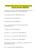 Certified Fiber Optics Final Questions with Correct Answers 2026-2027