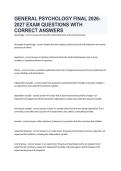 GENERAL PSYCHOLOGY FINAL 2026-2027 EXAM QUESTIONS WITH CORRECT ANSWERS