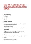 ADULT CRITICAL CARE SPECIALTY &lpar;ACCS&rpar; STUDY GUIDE QUESTIONS WITH CORRECT ANSWERS