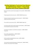 Certified Ophthalmic Technician Exam Review - Cot Ophthalmology Chapter 4 Visual Fields Questions with Correct Answers 2026-2027&NewLine;